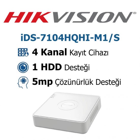 Hikvision iDS-7104HQHI-M1/S 4 Kanal 5mp DVR Kayıt Cihazı Hikvision iDS-7104HQHI-M1/S 5MP DVR kayıt cihazı akıllı güvenlik sistemi çözümü
